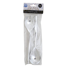 Serving Spoon/fork Set Silver Plated Plastic In Party/pb