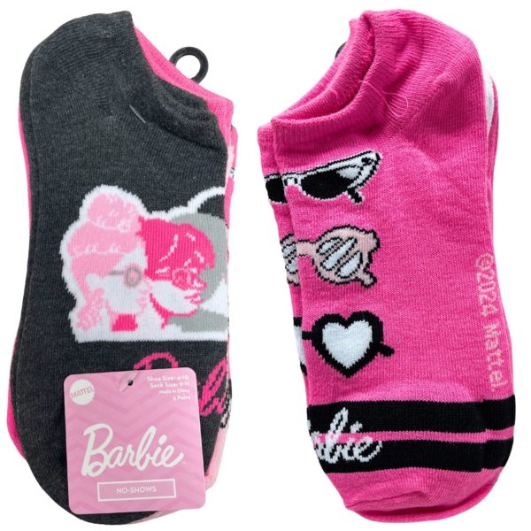 5 Pack Barbie No Show Socks Size 9-11