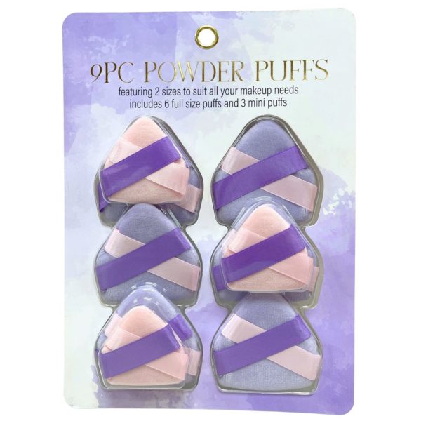 Beauty Fusion 9 Piece Lilac and Blush Double Ribbon Powder Puffs
