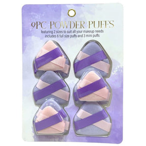 Beauty Fusion 9 Piece Lilac and Blush Double Ribbon Powder Puffs