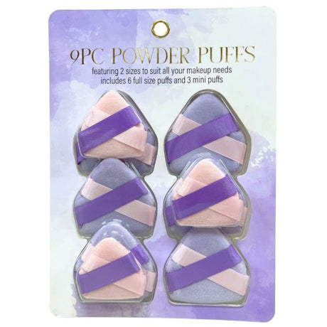 Beauty Fusion 9 Piece Lilac and Blush Double Ribbon Powder Puffs