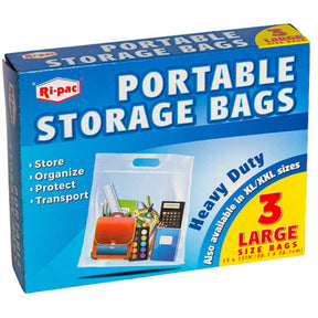 Storage Bags Portable 3 Ct Large Zipper Seal 15 X 15 Heavy Duty