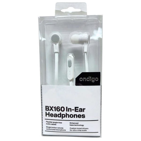Ondigo Bx160 in Ear Headphones with Button Remote and Mic in White