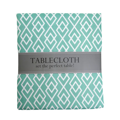 Tablecloth 60x84 W/zipper Aqua Diamond Indoor/outdoor Water/stain Resistant 100%polyester