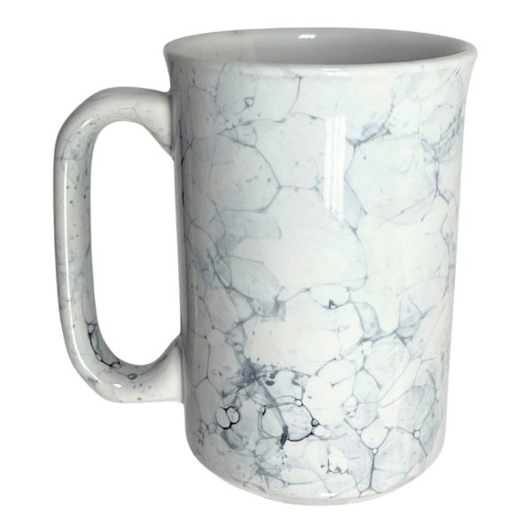 11oz White Marble C-Handle Ceramic Mug