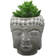Decorative Buddha Head Statue Planter with Fake Plants and Rocks