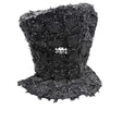 Gray Gravedigger Crumpled Top Hat with Skull Accent
