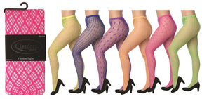 Women's Neon Designer Fishnet Tights - Queen Size