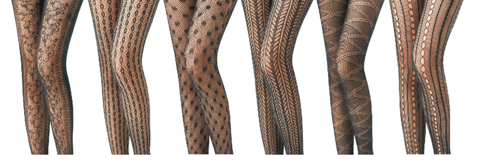 Women's Corset Fishnet Tights w/ Embroidered Designs - Queen Size