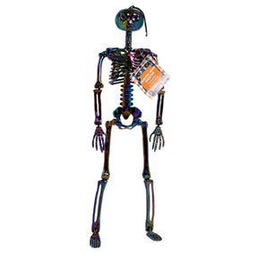 Skeleton Pumpkin Head Electroplated 15.75in H Hlwn / Ht