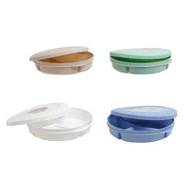 Food Storage Container 9in - Dia 3 Compartment With Lid Round 4 Colors