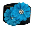 Karina French Couture Blue Flower Pins with Rhinestones Details