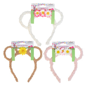 Headband Lamb Ear W/ Flowers Accent 3 Asst Colors / Barbell Header Card