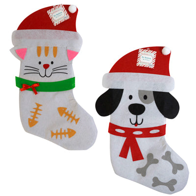Pet Stocking 2 Asst 16 X 8.5in 16 Dog/ 8 Cat / Xmas Ht/ Jhook