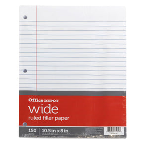 Filler Paper 150sheets 10.5x8in Wide Ruled Office Depot