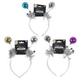 Headbopper New Years Disco Ball 3 Asst Color Duos W/ Tinsel Trim Barbell Card