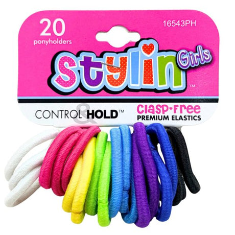 Stylin' Girls 20 Pack Premium Elastics Hair Ties in Multiple Colors