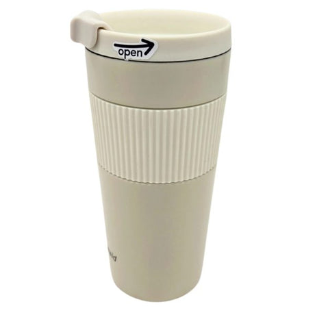 16 oz Travel Thermal Insulation Coffee Cup with Silicone Grip - White