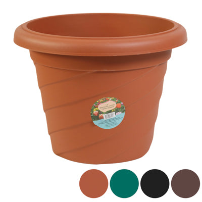 Planter Round Twist No Holes 11in Hi 14in Across 4 Colors