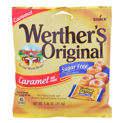 Werther's Original Sugar Free Caramel Hard Candy 1.46 Oz Peg Bag