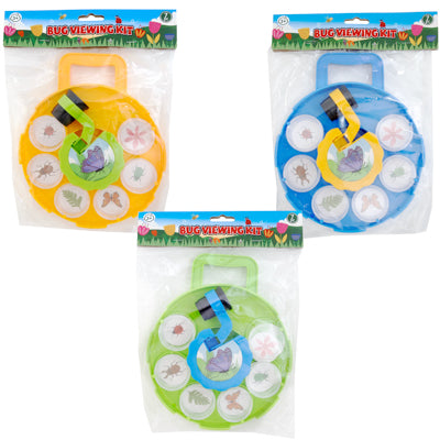 Bug Viewing Kit 7pc W/6 "petrie" Dishes Fold Down Scope & Carry Tray 3ast Colors Pbh