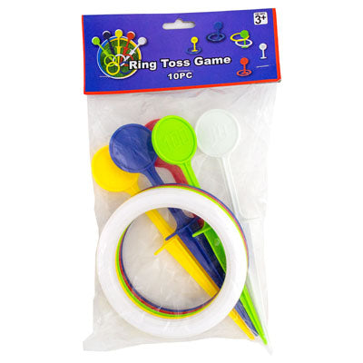 Ring Toss Game 10pc 5.5in Rings/9.5in Stakes For Yard/beach Pbh5/15/30/50/100 Point Stakes