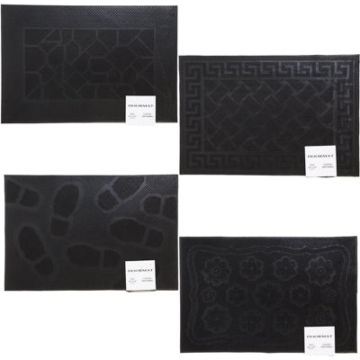 Doormat Rubber Pin 4 Assorted Rectangle Designs Black 16x24 Packed In Bale Ref #ws922rc