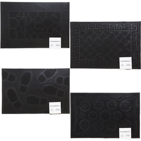 Doormat Rubber Pin 4 Assorted Rectangle Designs Black 16x24 Packed In Bale Ref #ws922rc