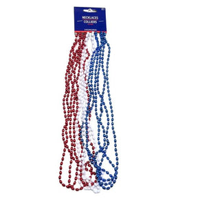 8 Piece Red White and Blue 30" Bead Necklaces