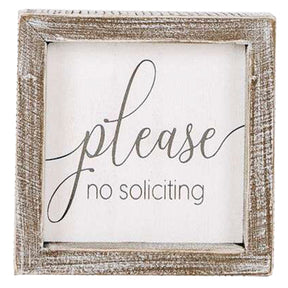 Wall Decor No Soliciting Wood White/gray 5x5x1.5 (6.00)