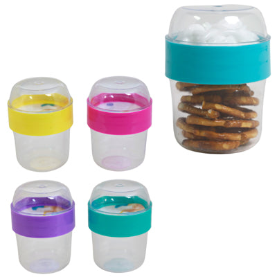 Snack & Yogurt Container 9.8 Fl Oz/ 4 Ast Cls Plastic 5in Shrink / Label