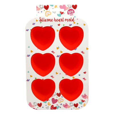 Muffin/cupcake Pan Silicone 6 Heart Shape Cavity Val/sleeve Card