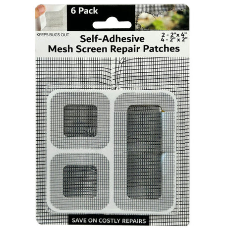 6 Pack Self-Adhesive Mesh Screen Repair Patches