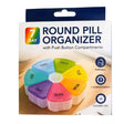 7-Day Round Pill Organizer with Push Button Compartments