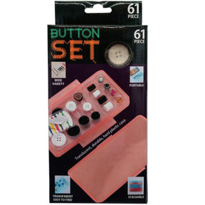 61 Pack Buttons Sewing Kit Case with Needles