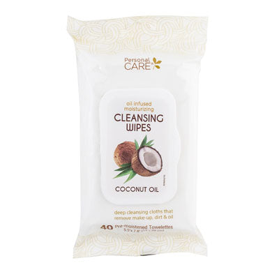 Wipes 40ct Cleansing Coconut Oil Infused Reasealable 2-6pc Disply Personal Care