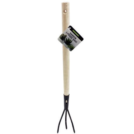 18.5" 3-Prong Garden Rake with Wooden Handle