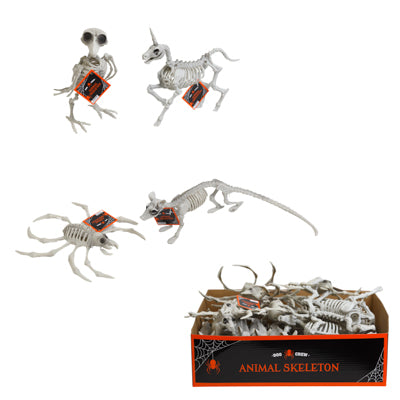 Skeleton Animal 4ast In 18pc Pdq Plastic Crow 7in H/rat 11in L/unicorn/spider 8in Ht