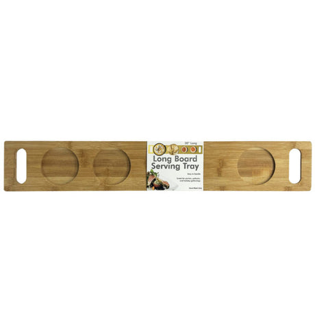 30" x 4.75" Bamboo Wood Serving Plank with Handles and Dish Slots