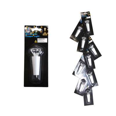 Wine Bottle Stopper W/2led Up & Down-lights Diamond B/o Ag13 Incl Blc/12pc Mdsgstrip