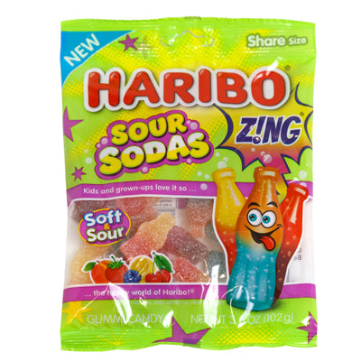 Haribo Sour Sodas 3.6 Oz Peg Bag