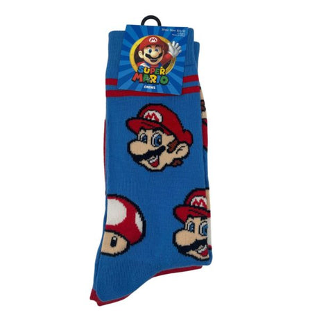 2 Pack Super Mario Crew Socks Size 10-13