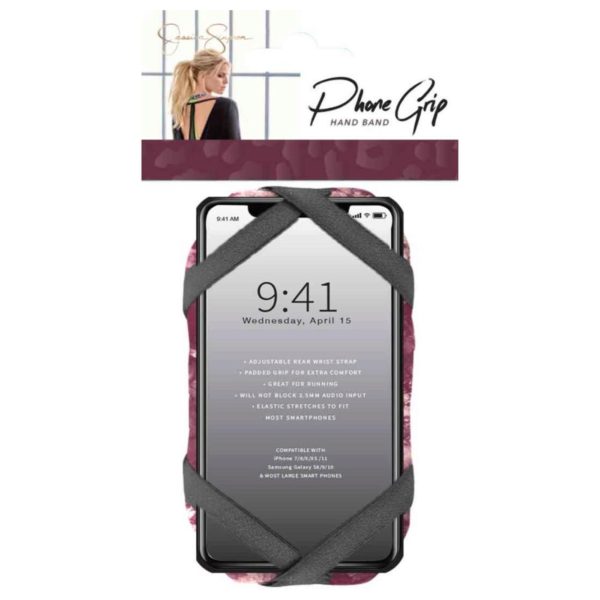 Jessica Simpson Padded Adjustable Cell Phone  Grip Hand Band in Maroon Tie Dye Print