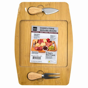 Cheese Board Serving Set with 2 Stainless Steel Cheese Knives