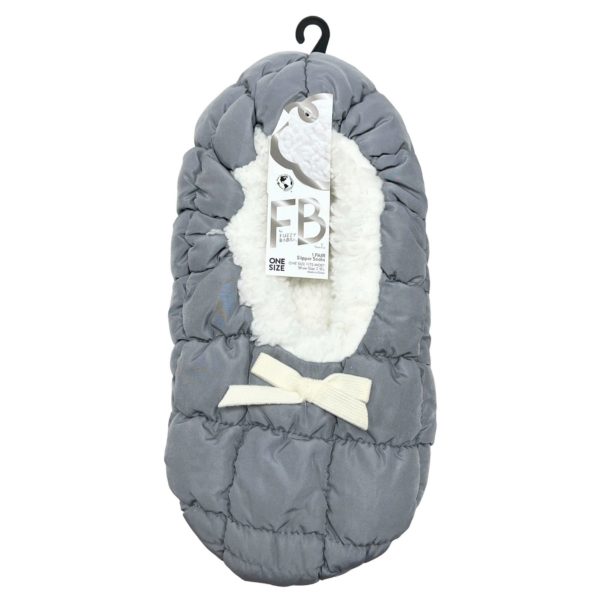 Fuzzy Babba 1 Pack Quilted Puffer Slipper One Size in Grey