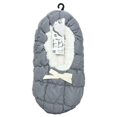 Fuzzy Babba 1 Pack Quilted Puffer Slipper One Size in Grey