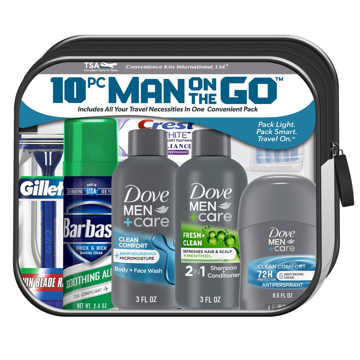 10 PC. Men's Deluxe Dove Care Shaving & Hygiene Travel Kit