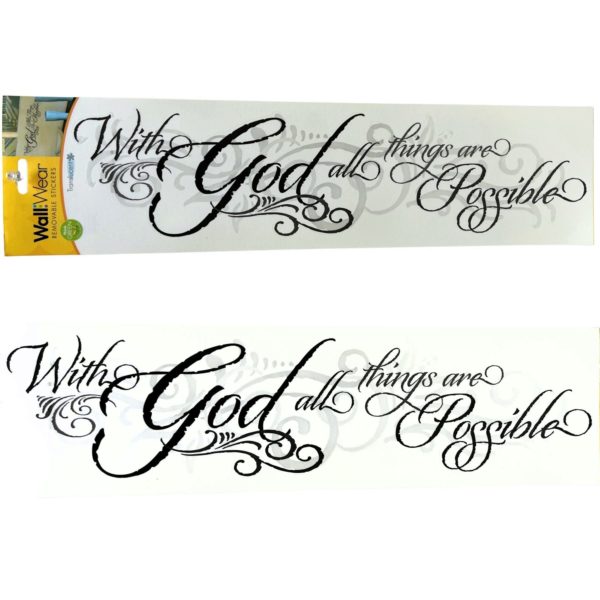 Wall Wear Translucent Wall Stickers in God Quote Design