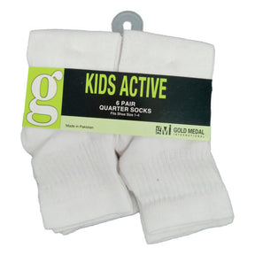 Gold Medal 6 Pack Kids White Non-Cushion Ankle Socks Size 8-9