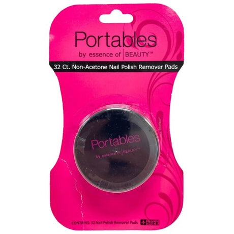 Portables By Essence Of Beauty 32 Count Non Acetone Nail Polish Remover Pads